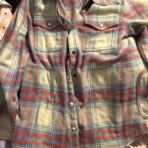 Toad&Co Cream, Blue & Red Plaid Snap-Front Shirt Jacket